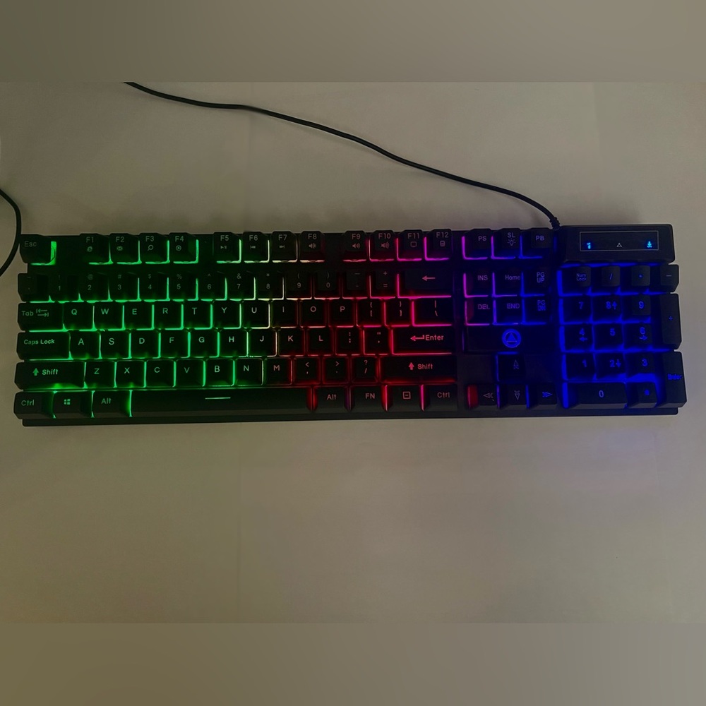 Wired Gaming Membrane Keyboard with RGB Lighting - Black